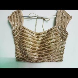 Golden handmade beaded Sarcee blouse size 34 M never worn